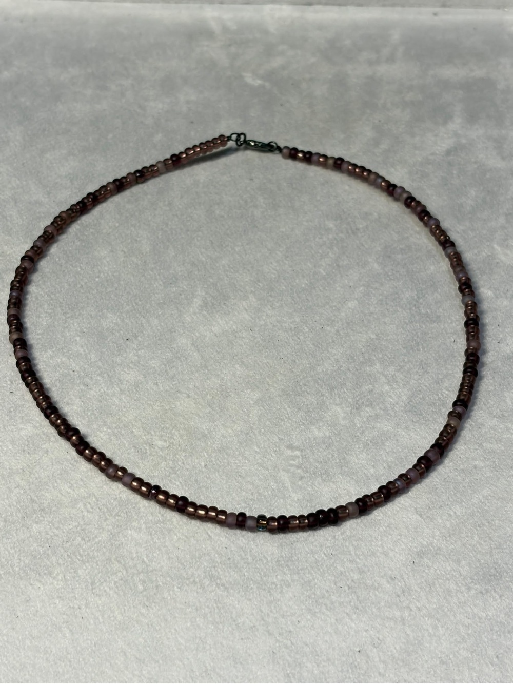 Elegant Deep Purple Seed Bead Necklace for Women - Minimal Layering Piece